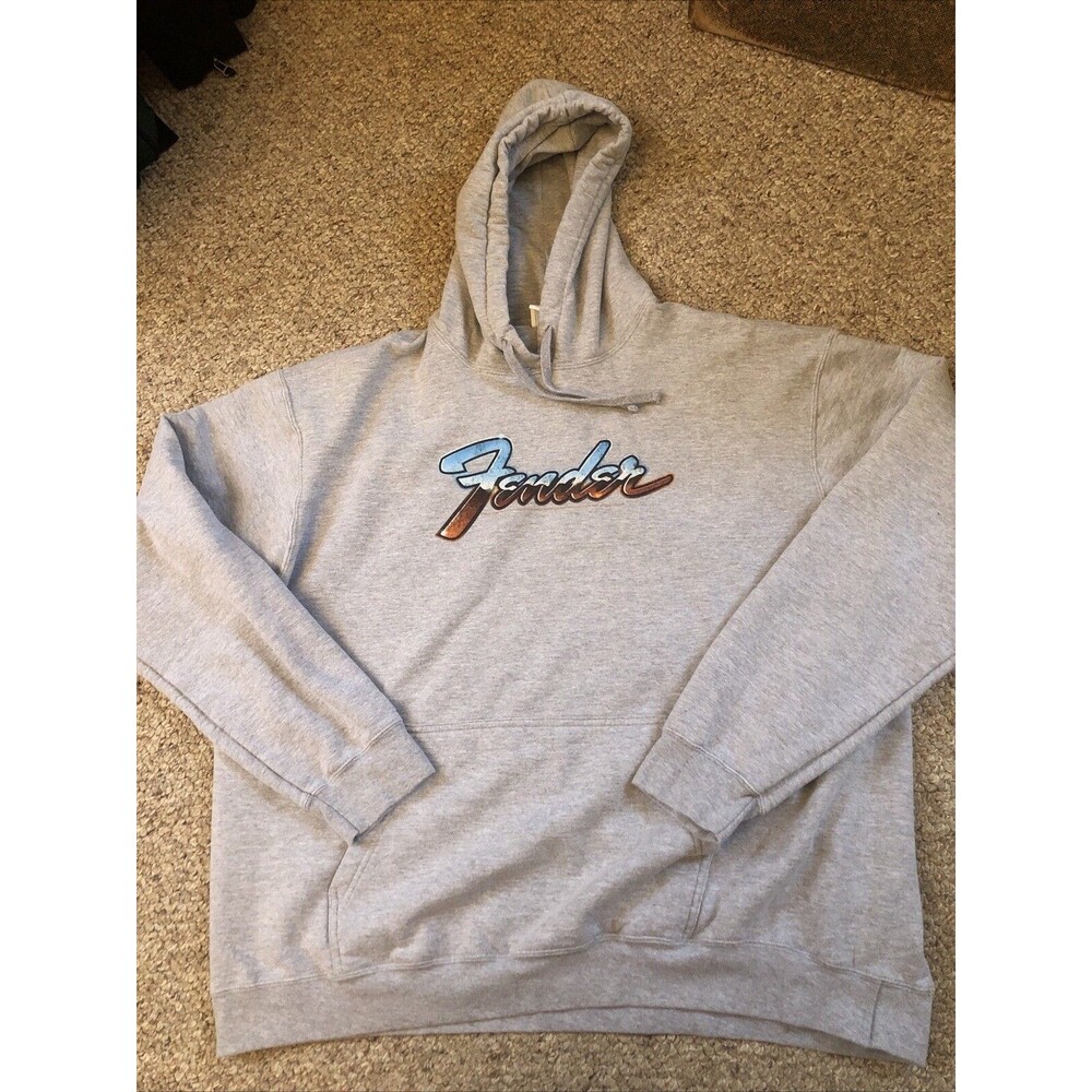Fender Logo Hoodie 2XL Gray Port & Company Brand Excellent Cond. Super‎ Soft